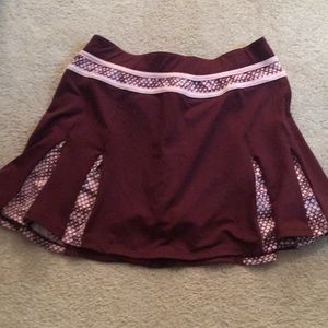 NWOT “LBH” Maroon Tennis skirt pink polka Small